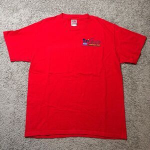 Vintage Tri State Raceway Earlville Iowa Red T-Shirt Mens L Embroidered Cotton